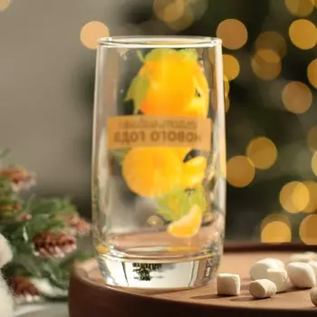 Стакан стеклянный новогодний «Мандаринки», 330 мл