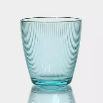 Стакан низкий стеклянный «Концепто Страйпи», 250 мл, цвет бирюзовый