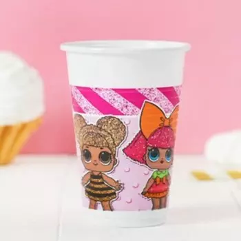 Стакан пластиковый «Куклы ЛОЛ», 200 мл., набор 8 шт.