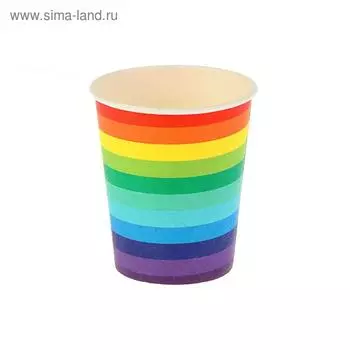 Одноразовая посуда: Стакан бумажный «Радуга» для горячих напитков, 250 мл, диаметр 80 мм