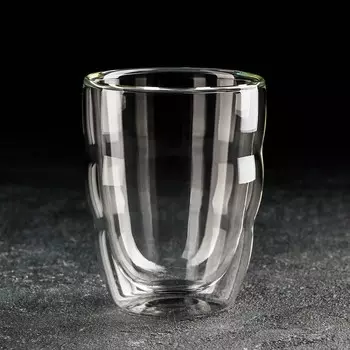 Стакан с двойными стенками Magistro «Поль Волна», 250 мл, стекло, прозрачный