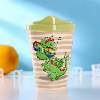 Стакан с крышкой IZI-GO, 420 мл, 9,39,113,1 см, рисунок МИКС