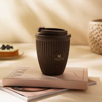 Стакан для кофе SL Home, 250 мл, 9.512.5 см, с крышкой, коричневый