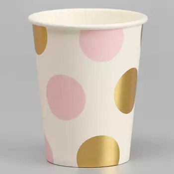 Стаканы бумажные «Горох», 6 шт., цвет розовый