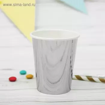 Стаканы бумажные, набор 6 шт., 250 мл, цвет серебро