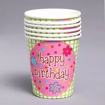 Стаканы бумажные «С днём рождения», в наборе 6 штук