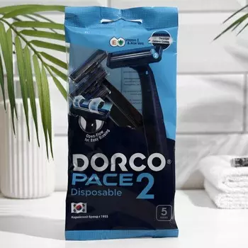 Станок для бритья одноразовый Dorco Pace2, 2 лезвия, увлажняющая полоска, 5 шт.