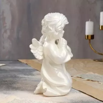 Статуэтка "Ангел молящийся в платье", перламутровая, 25 см