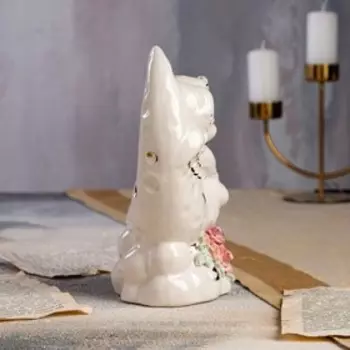 Статуэтка "Ангел на месяце", белая, цветная лепка, 16х10х20 см