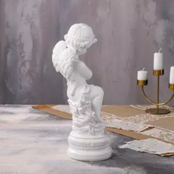 Статуэтка "Ангел на подставке", белая, 44 см