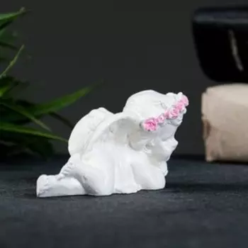 Фигурка гипс «Ангелочек лежит на ручках», перламутр, 844 см