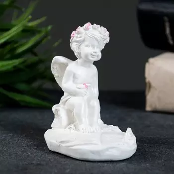 Фигура "Ангелочек на полянке" перламутр, 8х7х5см