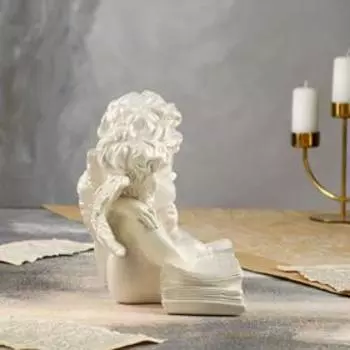 Статуэтка "Ангелы пара с книгой" перламутровая, 22 см