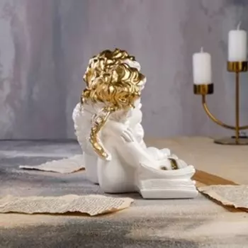 Статуэтка "Ангелы пара с книгой" золотистый декор, 22 см