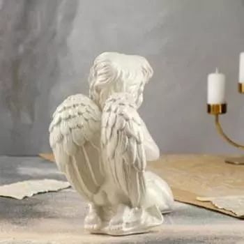 Статуэтка "Ангелы влюбленная пара", перламутровая, 26 см