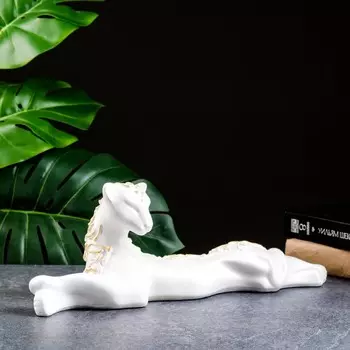 Статуэтка "Багира лежит большая" перламутр, 41х15х11см