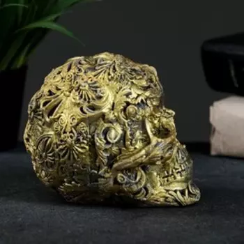 Фигурка гипс «Череп цветной», состаренное золото, 10128 см