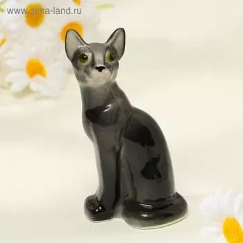 Фигурка фарфоровая «Кошка Тайка», чёрная, 10 см