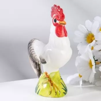 Статуэтка фарфоровая «Петух белый» авторская роспись 12,5 см