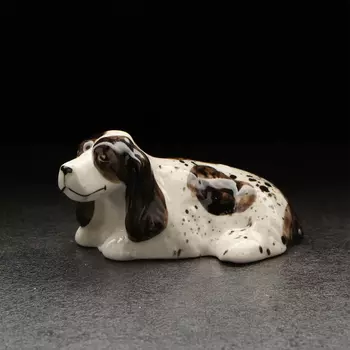 Статуэтка фарфоровая "Русский Спаниэль", 5х9 см, лежит