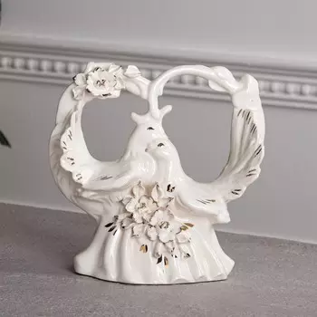 Статуэтка "Голуби свадебные", белая, лепка, 19 см