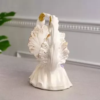 Статуэтка "Голуби свадебные", с кольцами, белая с золотом, 22 см