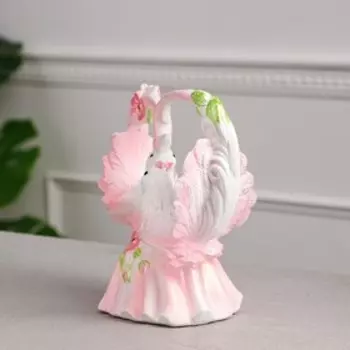 Статуэтка "Голуби свадебные", с кольцами, бело-розовая, 21 см