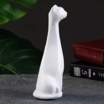 Фигура "Кошечка сидит" белая с золотом, 16х7х5см