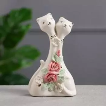 Статуэтка "Коты свидание", белая, цветная лепка, 18 см, микс