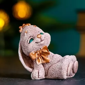 Фигура "Кролик с бантом" бежевый, 9х5х5см