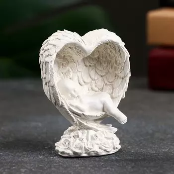 Фигурка гипс «Младенец спит в крыльях», перламутр, 855 см