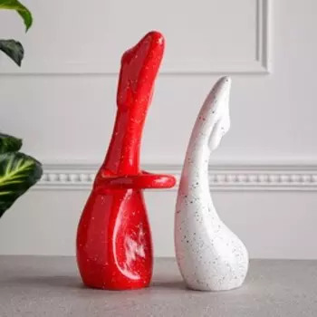 Статуэтка "Пара собак", гранит, красно-белая