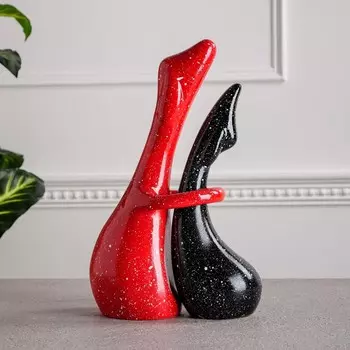 Статуэтка "Пара собак", гранит, красно-чёрная