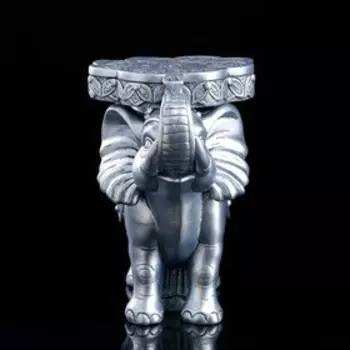 Статуэтка-подставка "Слон", серебристая, гипс, 35х22х32 см