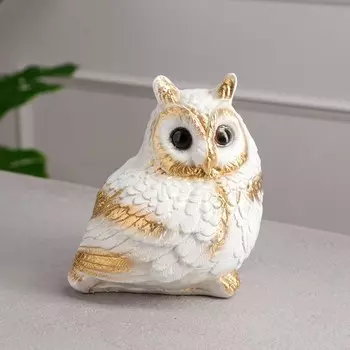 Статуэтка "Сова Люся", белая, гипс, 17 см