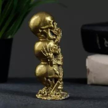 Фигурка гипс «Три черепа», состаренное золото, 1044 см