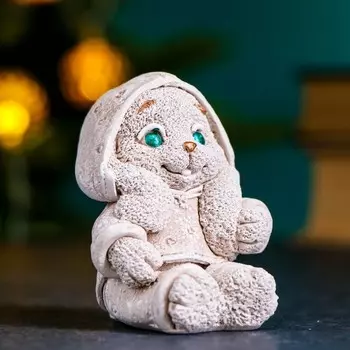 Фигура "Зайка в пижаме" бежевый, 8х7х6см