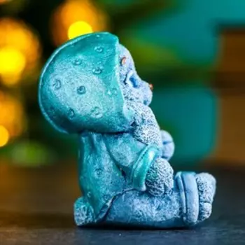 Фигура "Зайка в пижаме" серо-голубой, 8х7х6см