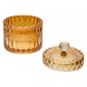 Стеклянная шкатулка с крышкой, 9090110 мм, цвет бежевый