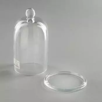 Стеклянный купол-клош на подставке с шариком "Колокша", 17.5х10 см