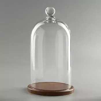 Стеклянный купол-клош с шариком на подставке «Родрик», 2915 см, коричневый