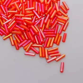 Стеклярус "Астра" 5 мм, 15 гр, красный прозрачный