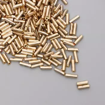 Стеклярус "Астра" 5 мм, 15 гр, светло-золотой