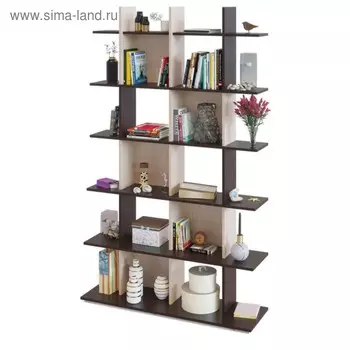 Стеллаж открытый напольный «СОКОЛ. СТ-6», 12003561982 мм, цвет венге/белёный дуб