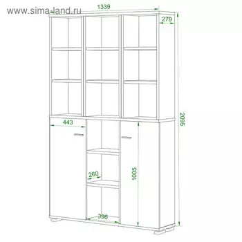 Стеллаж, 1340 300 2130 мм, цвет карамель