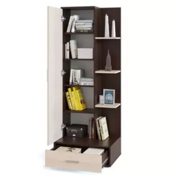 Стеллаж закртый напольный «СОКОЛ. СТ-9», с полками, 6004501600 мм, цвет венге / белёный дуб