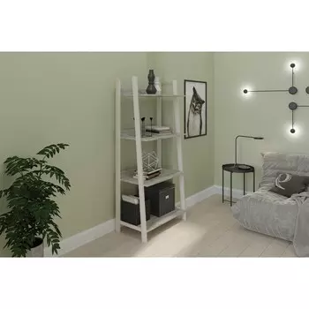 Стеллаж, 780 413 1664 мм, цвет ЛДСП артвуд тёмный / металл белый муар