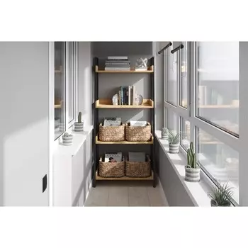 Стеллаж, 780 413 1664 мм, цвет ЛДСП дуб бунратти / металл чёрный муар