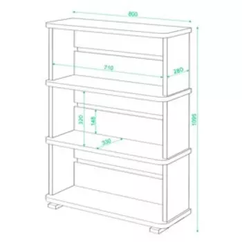 Стеллаж, 800 330 1100 мм, цвет карамель