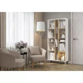 Стеллаж ASTI, 800х296х1817, Белый/Дуб сонома